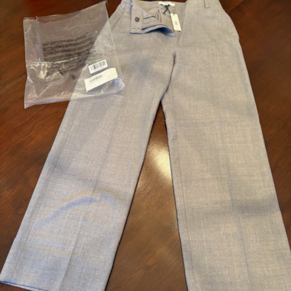 High Rise Modern Straight Lightweight Wool Flannel Pant